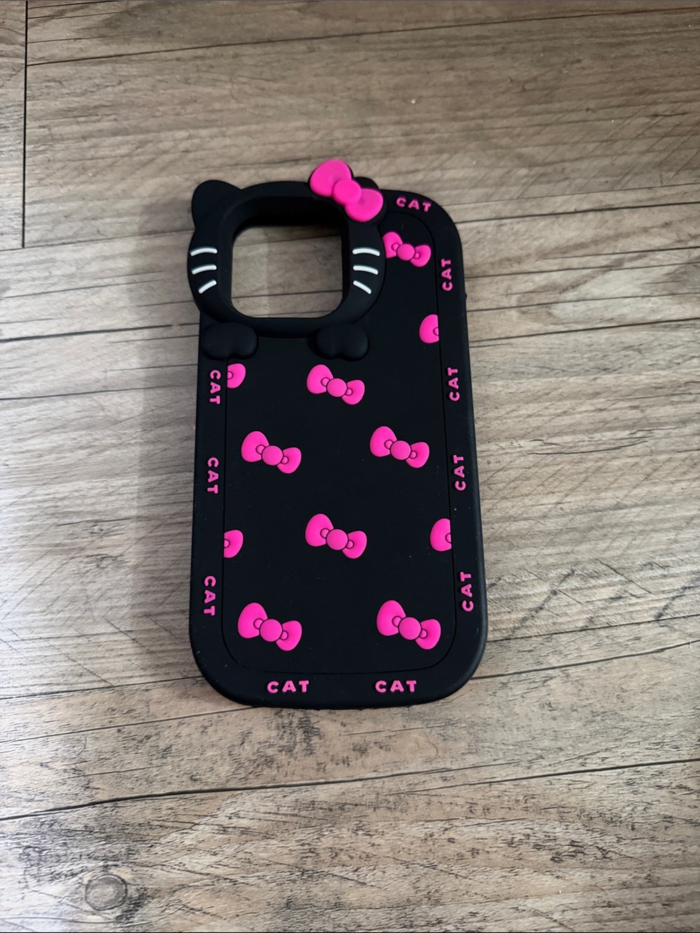 Black Cat Ear iPhone Case with Pink Bows